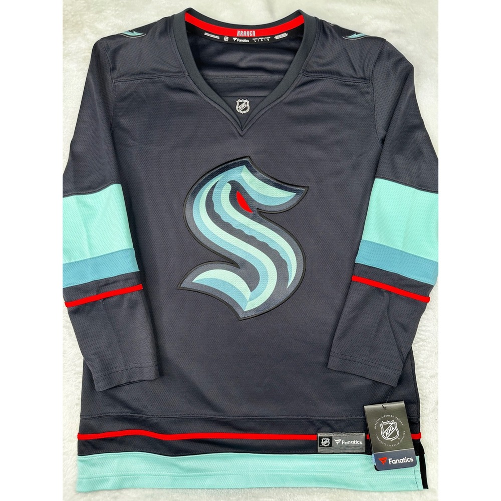 Fanatics Seattle Kraken Womens NHL Breakaway Jersey Charcoal Grey Large NEW